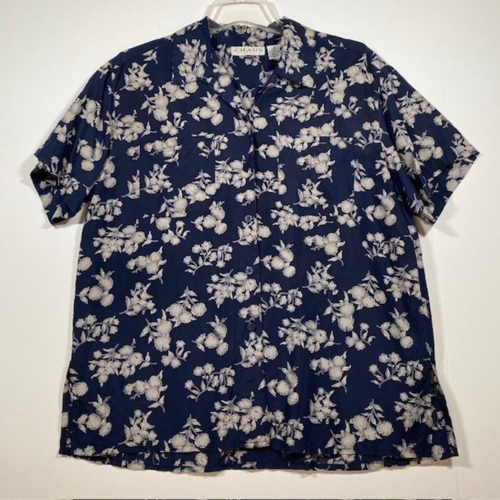 Chaus New York Women’s Blouse Size 6 Floral Casual Button Up Short Sleeve Blouse